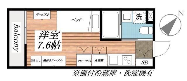 LIGERE南行徳イースト(ワンルーム/1階)の間取り写真