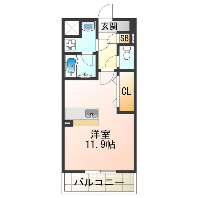 りんくうアドミラブル(ワンルーム/1階)の間取り写真