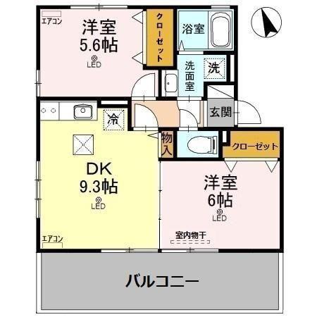 ソラリスA(2DK/1階)の間取り写真