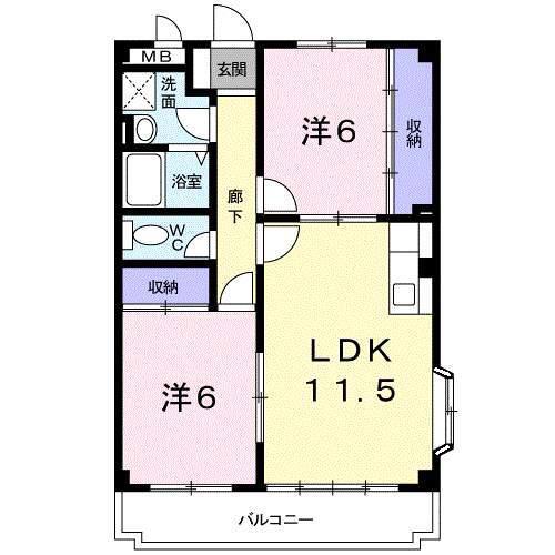ニューエミネンス(2LDK/4階)の間取り写真