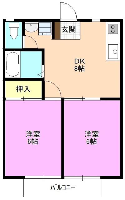 エンダイハイツ(2DK/1階)の間取り写真
