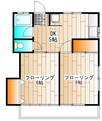 ハイツ吉原(2DK/2階)の間取り写真