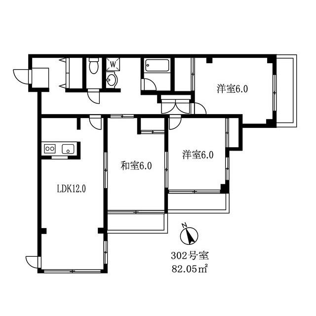 取手JKマンション(3LDK/3階)の間取り写真