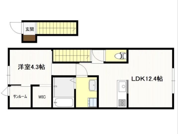 カーリー・ダダン元町(1LDK/1階)の間取り写真