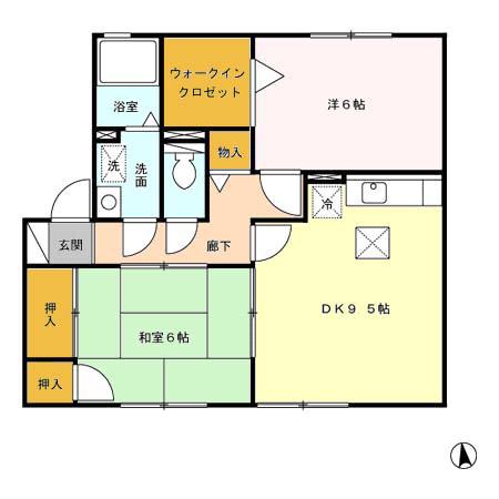 セジュール小森野IIA棟(2DK/2階)の間取り写真