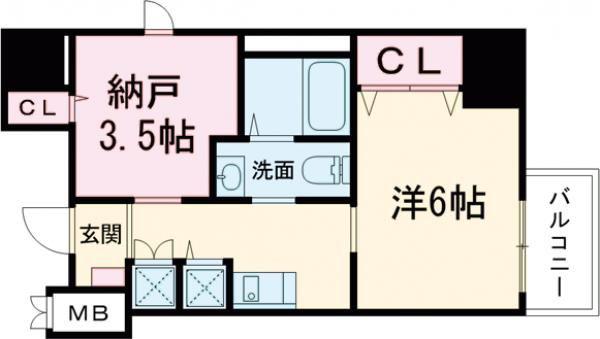ディアコート宿屋町(2K/5階)の間取り写真