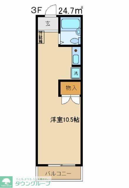 サンシャインIII(ワンルーム/3階)の間取り写真