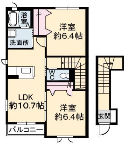 シャーメゾンマルシェ A棟(2LDK/2階)の間取り写真