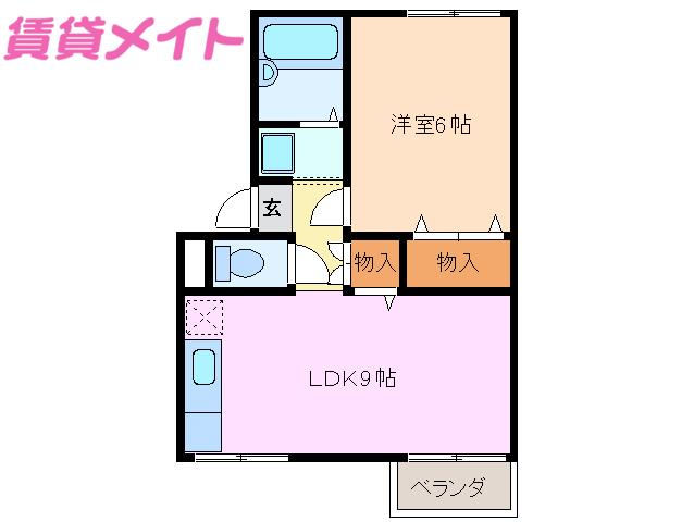 エスポワールあさひ(1LDK/1階)の間取り写真
