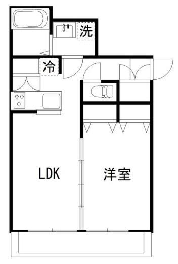 カルディア中央(1LDK/2階)の間取り写真