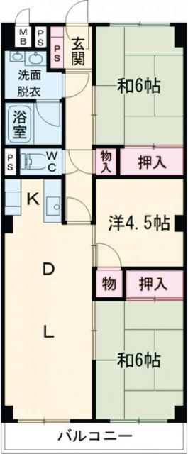 星和伊勢原マンション(3LDK/1階)の間取り写真