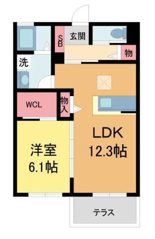 ヴィラーチェKAMEI(1LDK/1階)の間取り写真