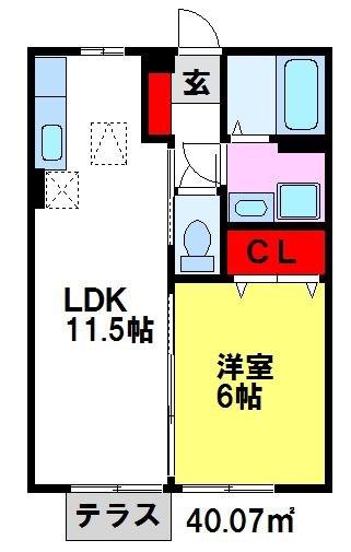 サンライズI番館(1LDK/2階)の間取り写真