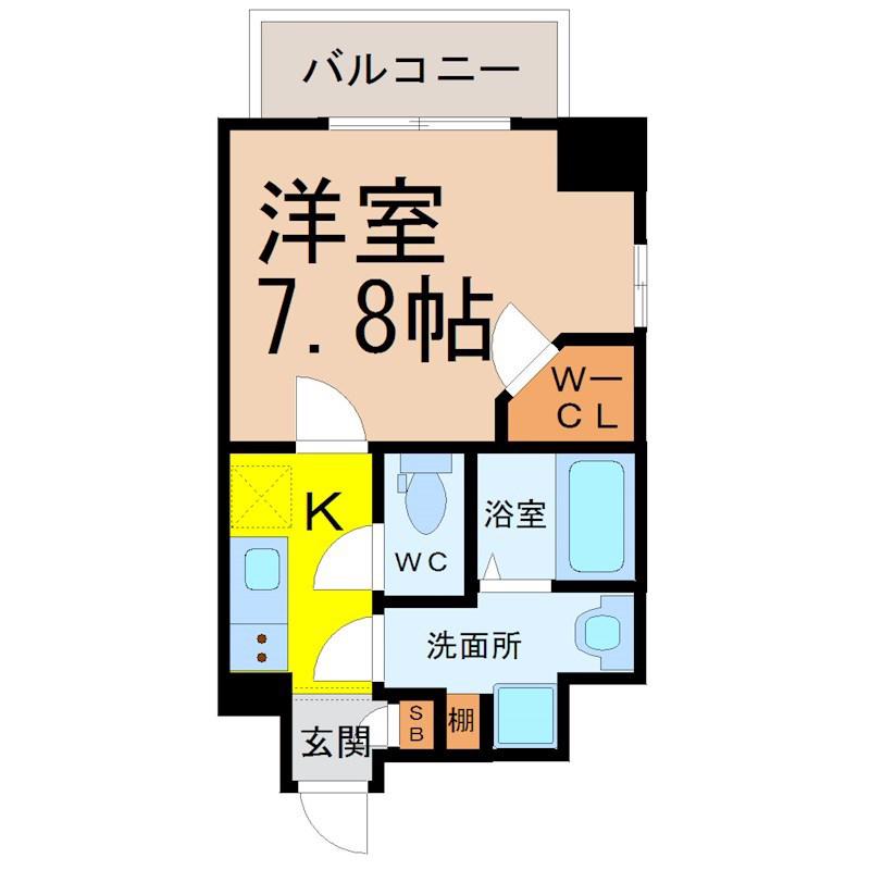 エスリード名古屋東別院(1K/8階)の間取り写真