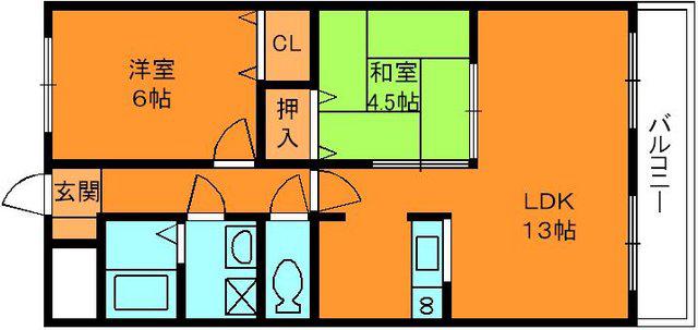 ヤマセン五番館(2LDK/3階)の間取り写真