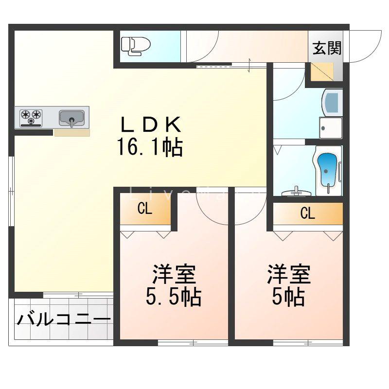 プライム神戸垂水(2LDK/3階)の間取り写真
