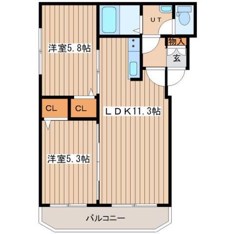 ハイデンス413(2LDK/2階)の間取り写真