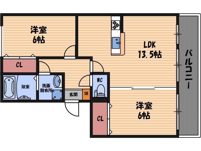 モンロワイヤル(2LDK/1階)の間取り写真