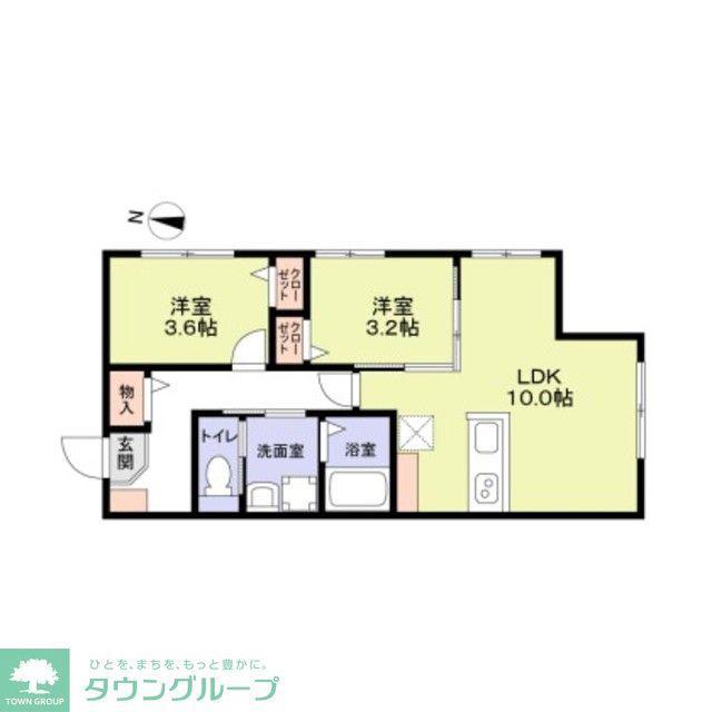 リザーブ北綾瀬(2LDK/2階)の間取り写真