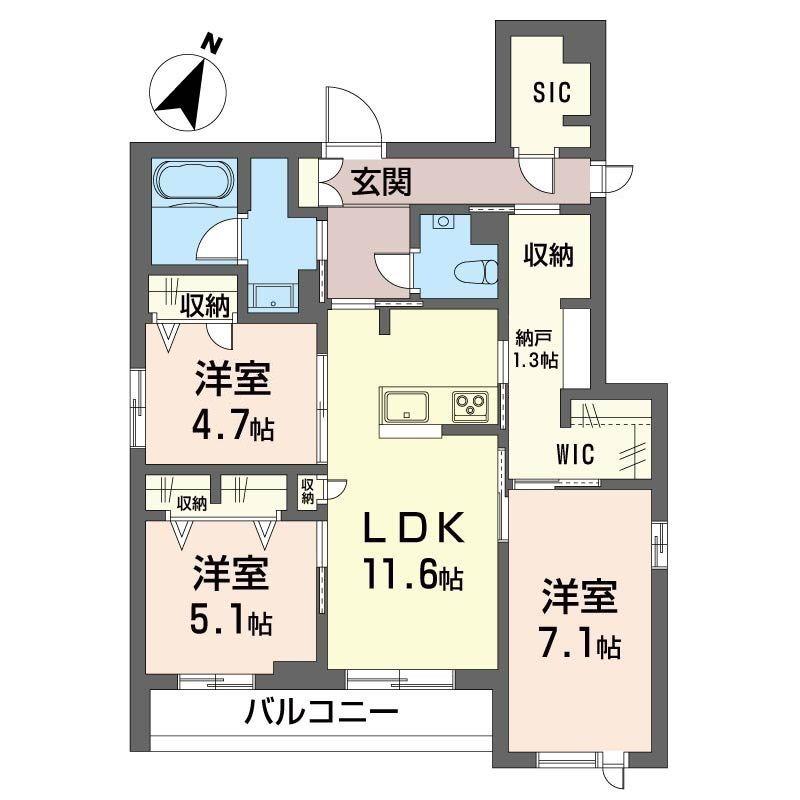 モンサンク(3SLDK/2階)の間取り写真