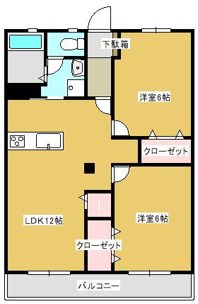セジュールタヌマB(2LDK/1階)の間取り写真