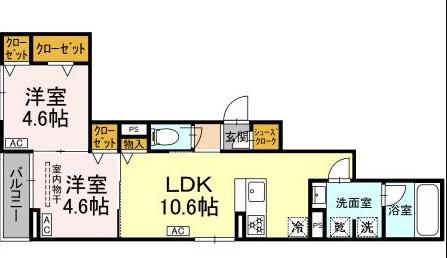 URBANA(2LDK/2階)の間取り写真