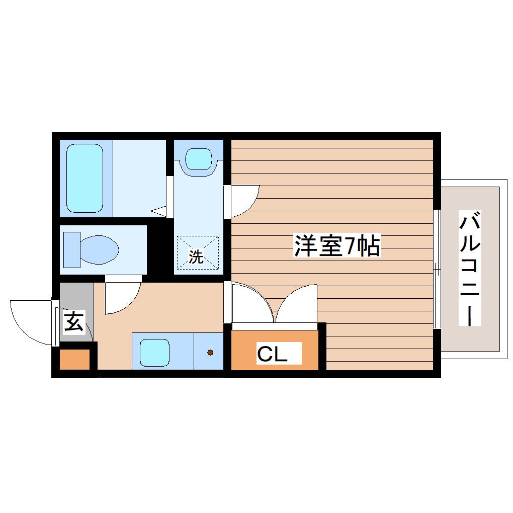 クレフラスト愛宕橋B(1K/2階)の間取り写真