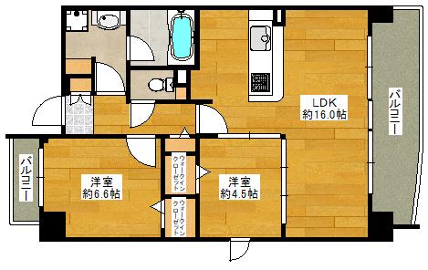 アリス ガーデン エサカ(2LDK/3階)の間取り写真