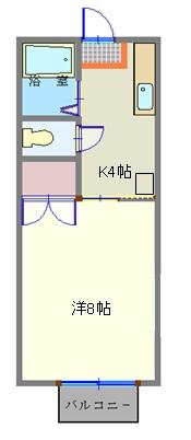 セジュール萩野町(1K/2階)の間取り写真