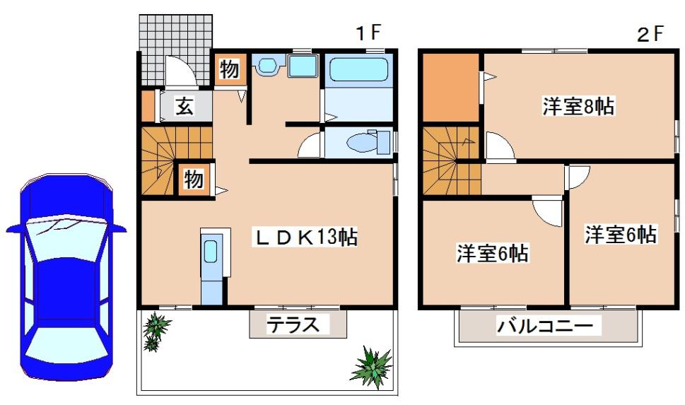 ヒルグレイス(3LDK/1階)の間取り写真