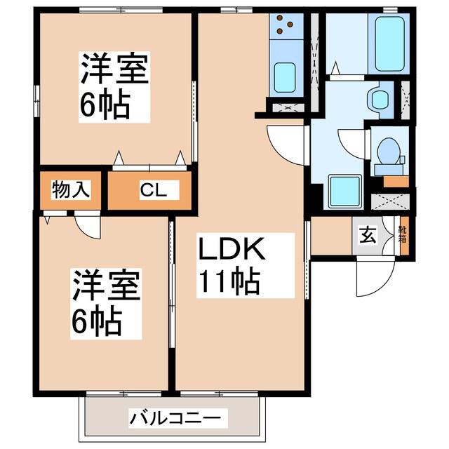 ブラウンヒルズ(2LDK/1階)の間取り写真