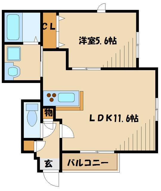 ヒルマイナ(1LDK/1階)の間取り写真