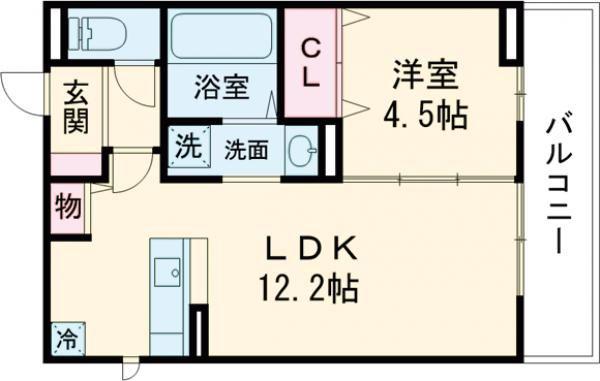 イーストプレイス須屋(1LDK/2階)の間取り写真