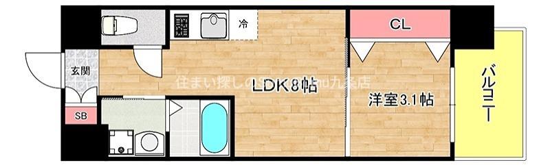 セオリー大阪ハーバーDOOR(1LDK/6階)の間取り写真