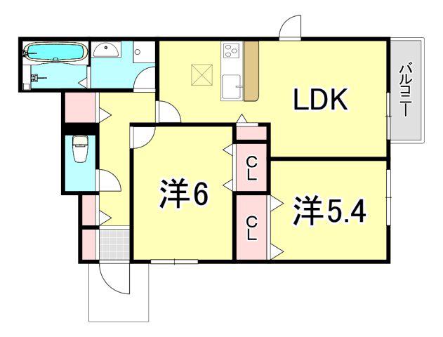 MAISON DE HIRO 1(2LDK/1階)の間取り写真