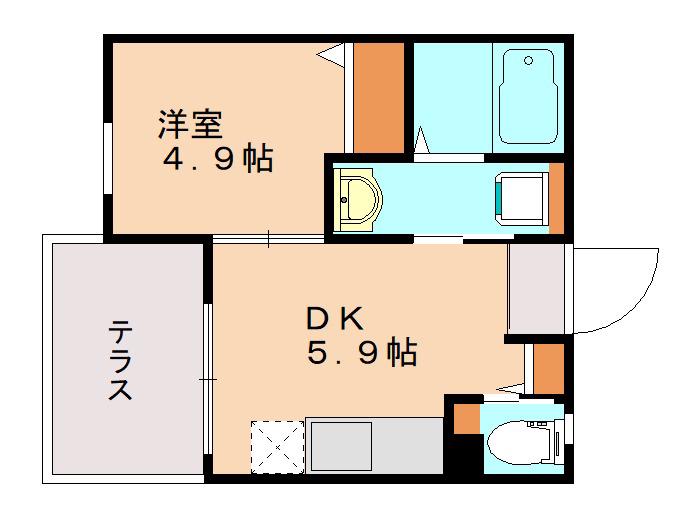 DREAMSTAGE姪浜南AGLITTER(1DK/1階)の間取り写真