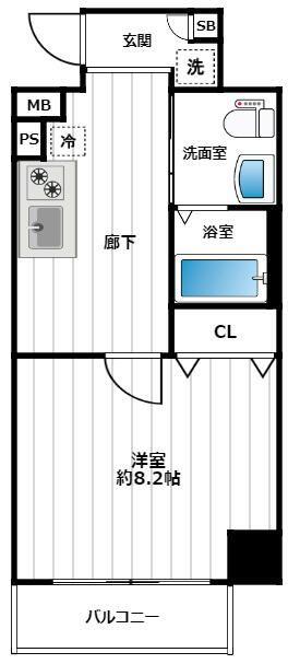 RISINGPLACE巣鴨(1K/5階)の間取り写真
