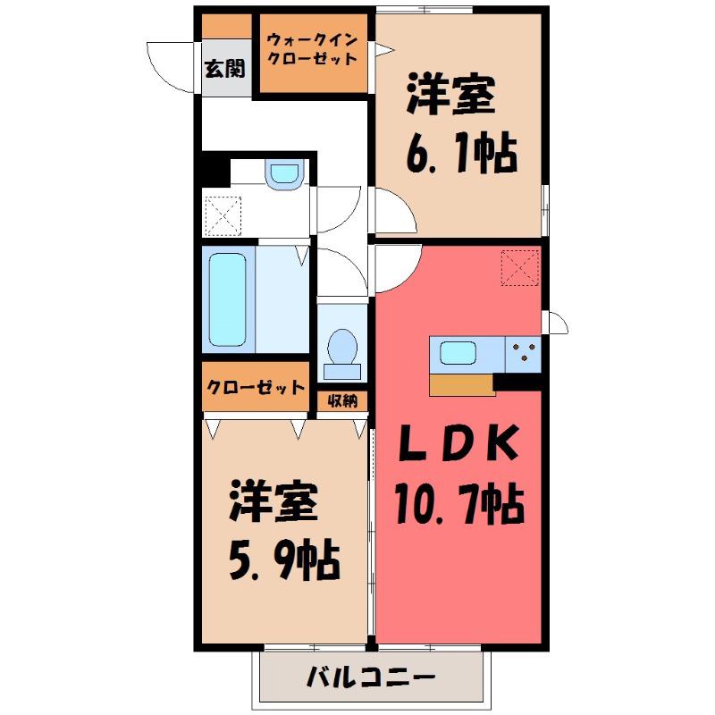 サウスシャトー(2LDK/1階)の間取り写真