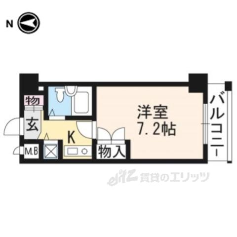 ジョイフル紫野(1K/3階)の間取り写真