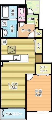 プレアデスII(1LDK/1階)の間取り写真