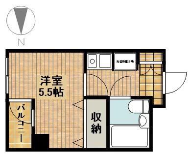 ライオンズマンション武蔵新城駅前(1K/2階)の間取り写真
