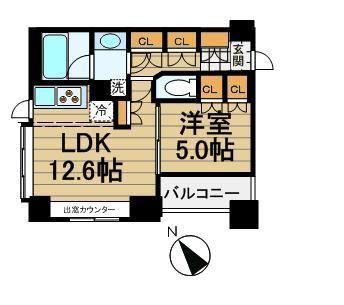 ドゥーエ銀座イーストI(1LDK/7階)の間取り写真