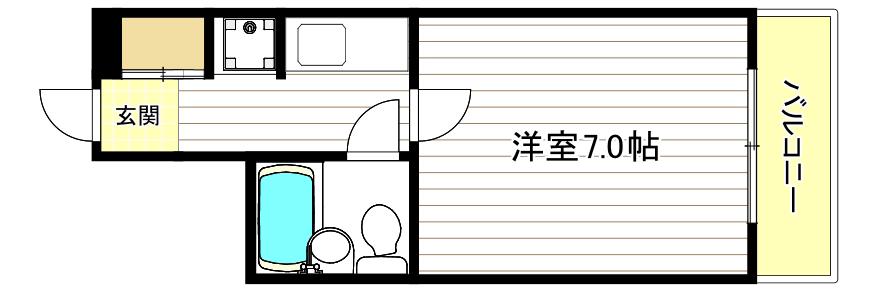 サンハイツ山之内(1K/7階)の間取り写真