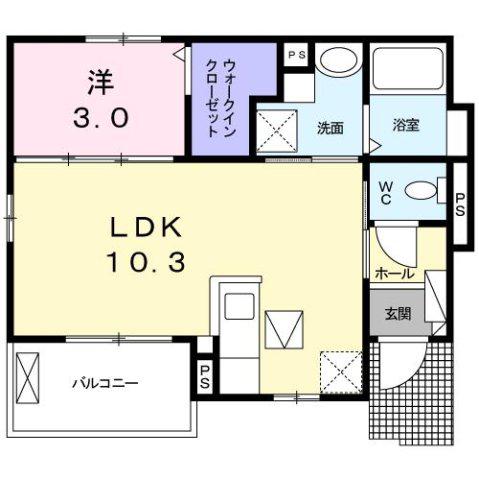 ビアンヴェニュ(1LDK/1階)の間取り写真
