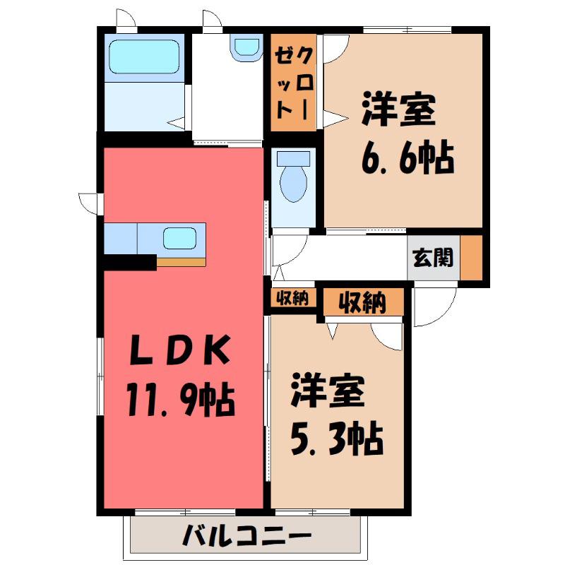 メゾン・ヴィクドワールA(2LDK/1階)の間取り写真