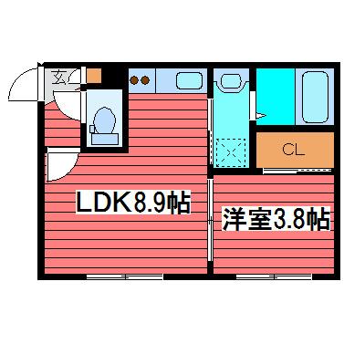 RUHE福住(1LDK/2階)の間取り写真