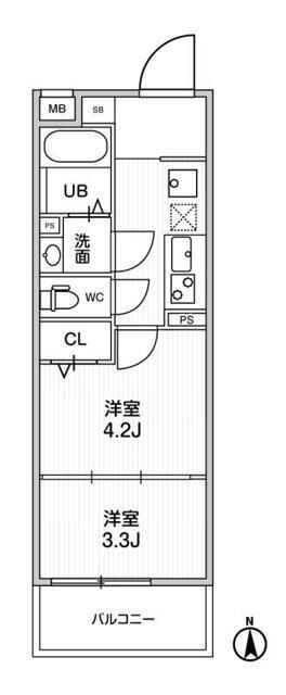 アルティザ葛西(2K/2階)の間取り写真