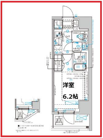 ディップス亀有駅前(1K/14階)の間取り写真