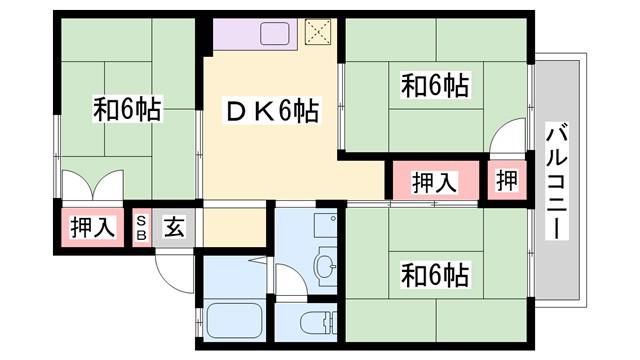 くすの木ハイツII(3DK/2階)の間取り写真
