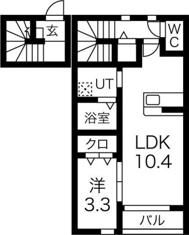 CREATION上柴崎(1LDK/2階)の間取り写真